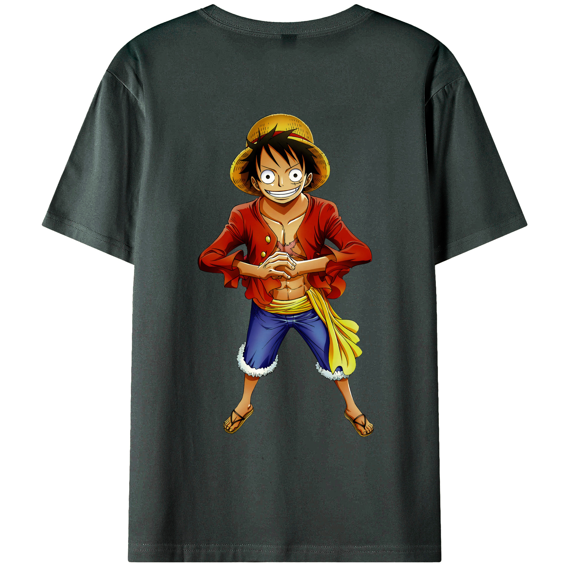ワンピース モンキー・D・ルフィ ONE PIECE Monkey D. Luffy 綿100％ メンズ半袖Tシャツ（バックプリント） 通気性